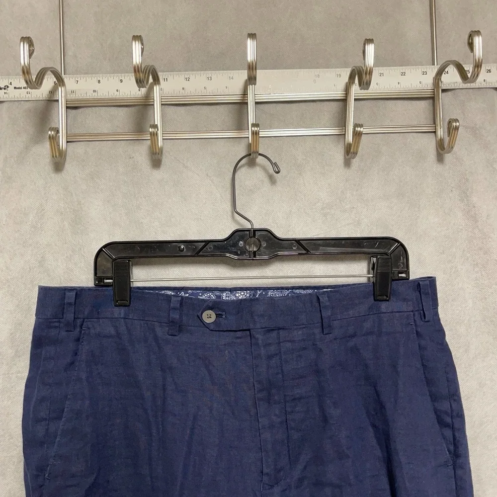 Ralph Lauren Pants Men 35x32 Blue Linen Black Label Hopsack Casual Academia Luxe